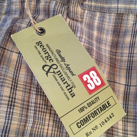 MENS Cargo Shorts 38 Plaid George & Martha NWT - Picture 5 of 5